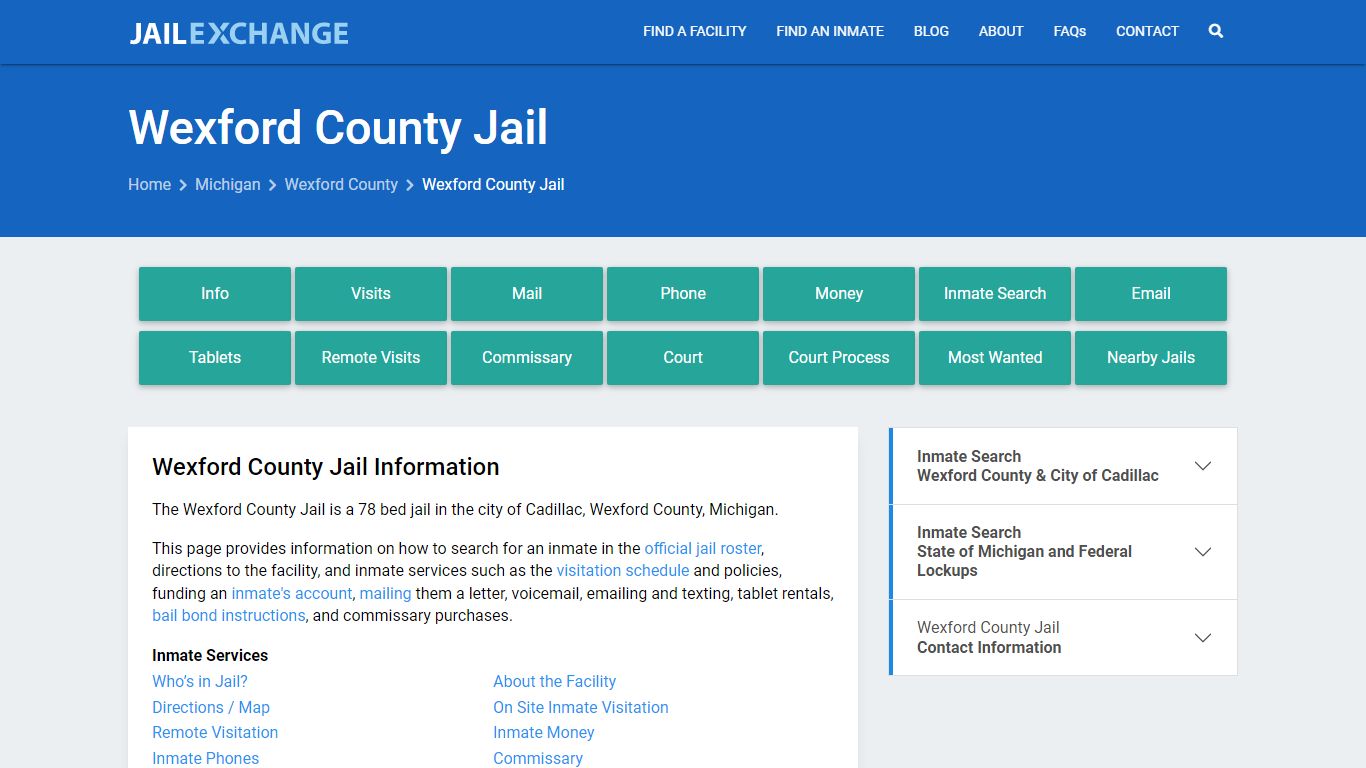 Wexford County Jail, MI Inmate Search, Information